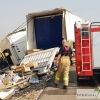 Herido el conductor de un trailer tras accidentarse entrando en Badajoz