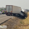 Herido el conductor de un trailer tras accidentarse entrando en Badajoz