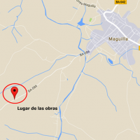 Corte de la carretera provincial BA-086, de Maguilla a la EX-103