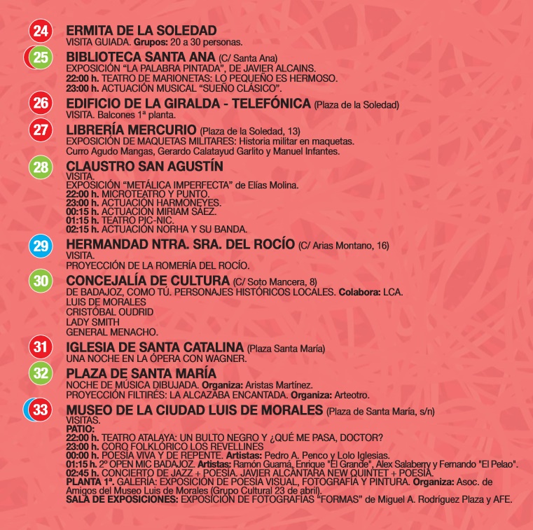 Consulta el programa para la Noche en Blanco de Badajoz 2016