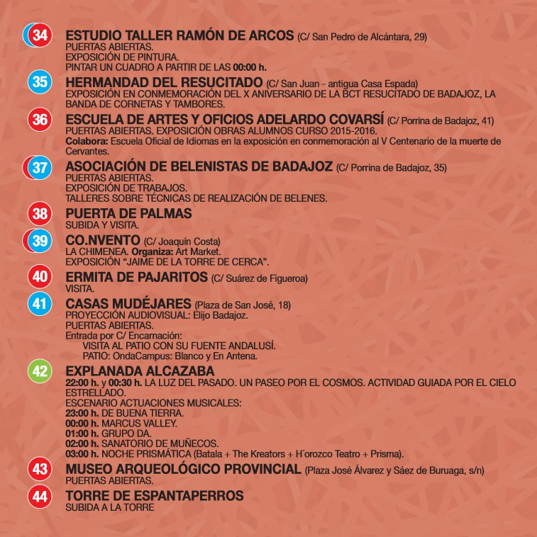 Consulta el programa para la Noche en Blanco de Badajoz 2016
