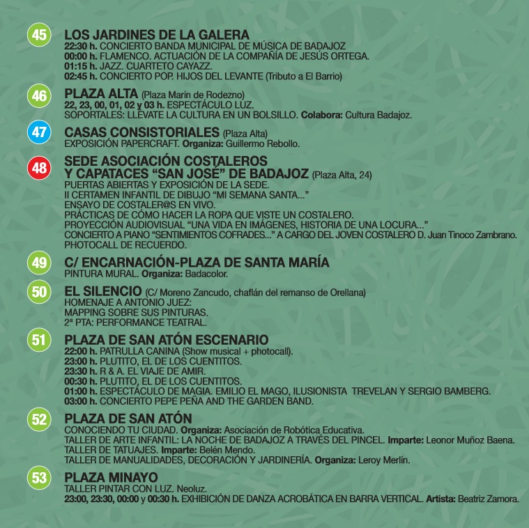 Consulta el programa para la Noche en Blanco de Badajoz 2016