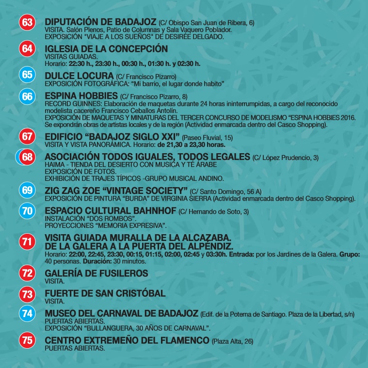 Consulta el programa para la Noche en Blanco de Badajoz 2016