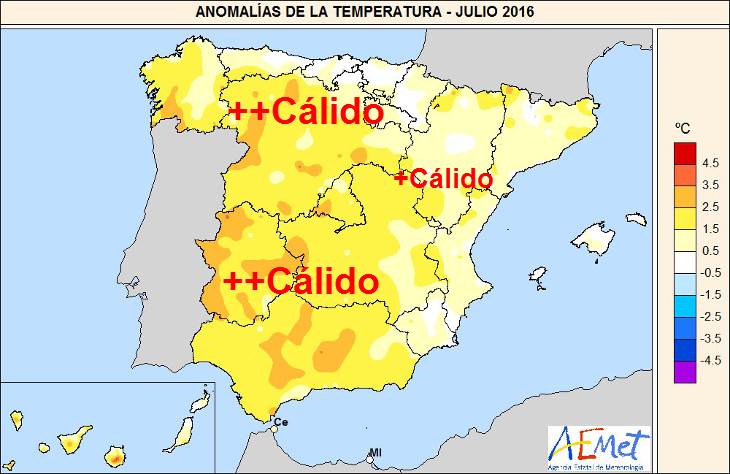 Julio 2016, el cuarto julio más cálido desde que hay registros