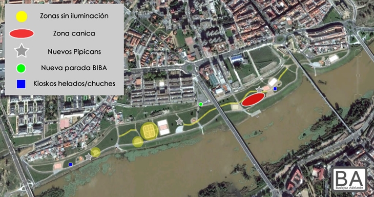 Badajoz Adelante propone mejoras en el Parque del Guadiana