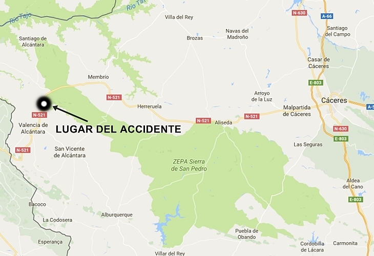 Fallece un hombre en un accidente en Valencia de Alcántara (Cáceres)