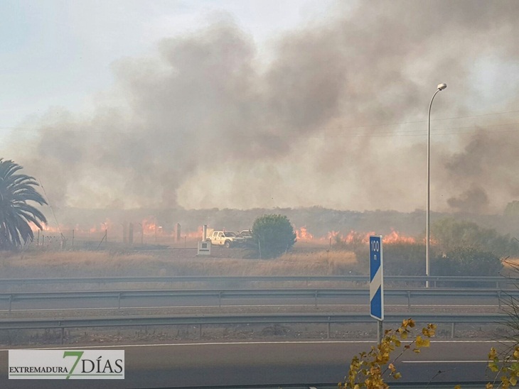 Un incendio de grandes dimensiones afecta a Badajoz desde Portugal