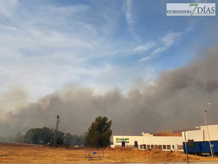 Un incendio de grandes dimensiones afecta a Badajoz desde Portugal