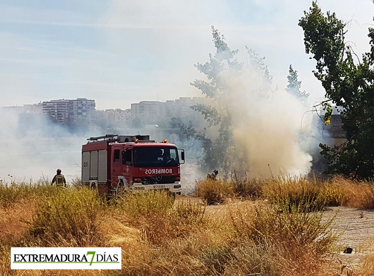 La llamas vuelven a amenazar al pabellón deportivo Juancho Pérez (Badajoz)