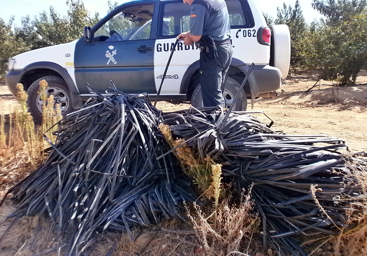 Tres detenidos por el robo de 1.600 metros de gomas de riego