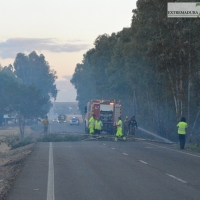 Arde parte de la alameda de Alvarado (Badajoz)