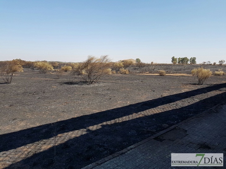 Día después del incendio en la Frontera de Caya (Badajoz)