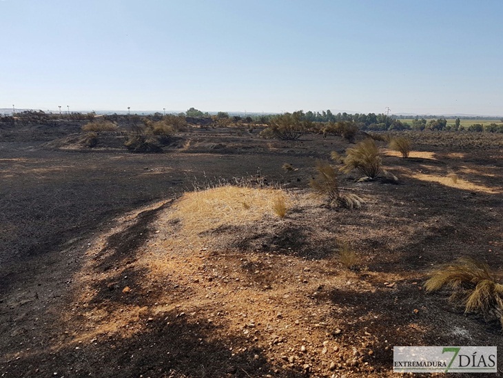 Día después del incendio en la Frontera de Caya (Badajoz)