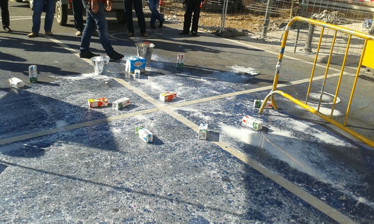 Protesta en Carrefour Mérida por el "boicot" francés a productos extremeños