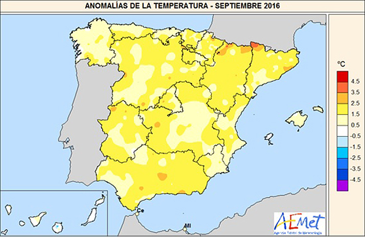 Septiembre 2016: el cuarto más cálido en España desde 1965