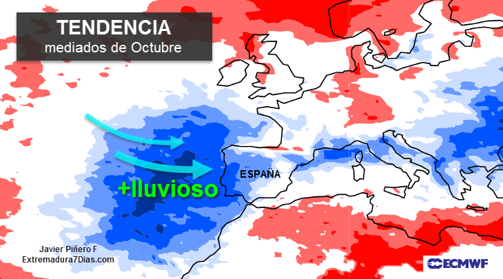 Tendencia lluviosa la próxima semana en España