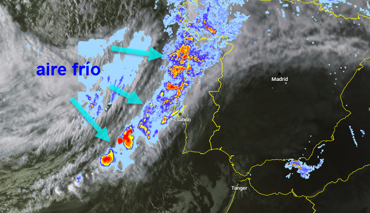 Primeras lluvias llegando a Portugal, que afectarán a Extremadura Primeras lluvias llegando a Portugal, que afectarán a Extremadura