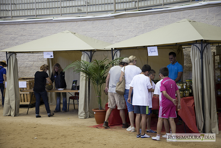 Los asistentes disfrutan del melón extremeño en AgroAlbuera