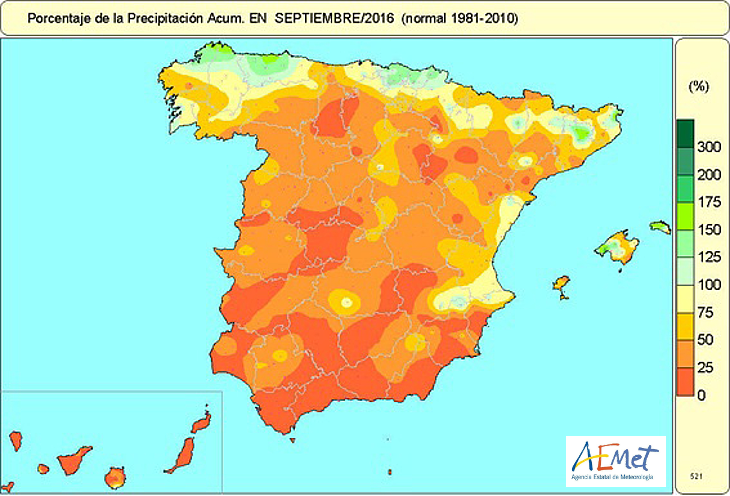 Septiembre 2016: el cuarto más cálido en España desde 1965