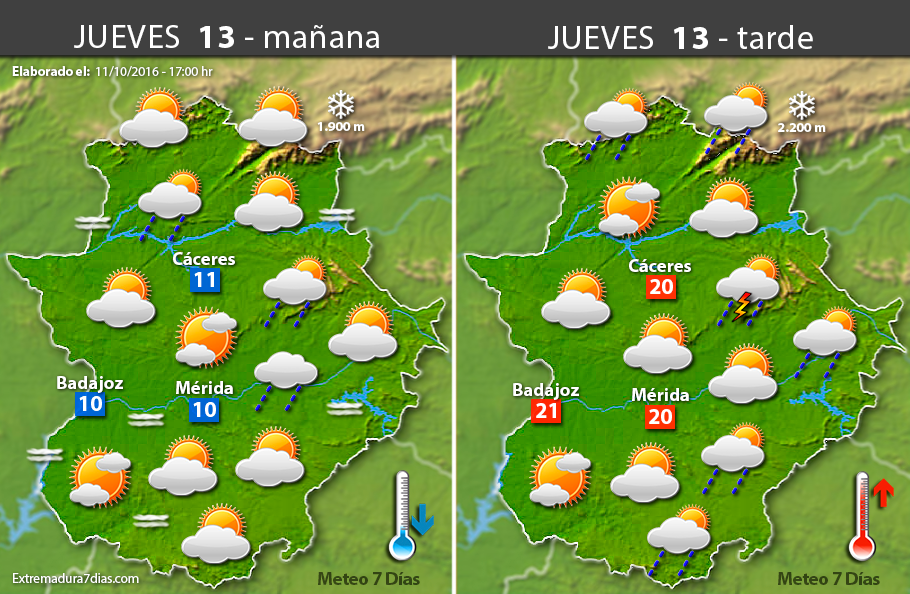 Previsión meteorológica en Extremadura. Días 12, 13 y 14 de octubre Previsión meteorológica en Extremadura. Días 12, 13 y 14 de octubre