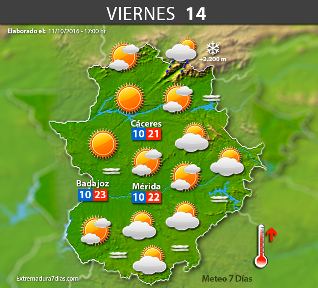 Previsión meteorológica en Extremadura. Días 12, 13 y 14 de octubre Previsión meteorológica en Extremadura. Días 12, 13 y 14 de octubre