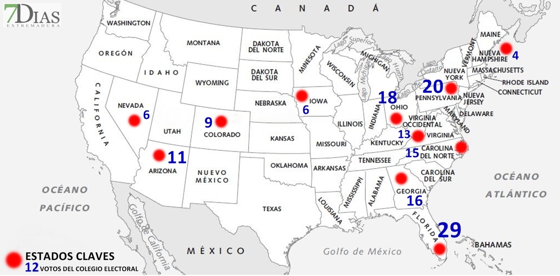 Un puñado de estados decidirá el ganador