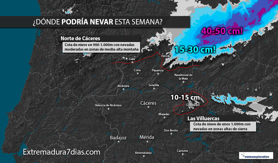 La nieve visitará Extremadura por encima de 900 metros