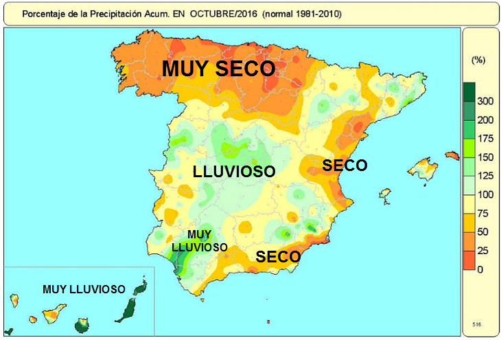 Octubre ha sido un mes muy cálido y seco en gran parte de España