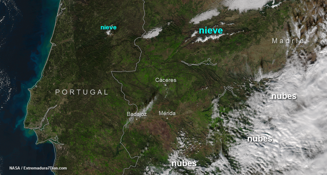 Extremadura luce verde desde el espacio tras las lluvias del otoño