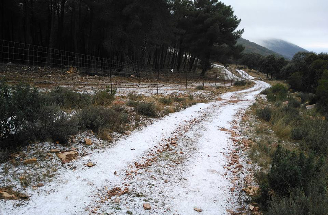 Ligera nevada en zonas altas del este de Badajoz la pasada noche