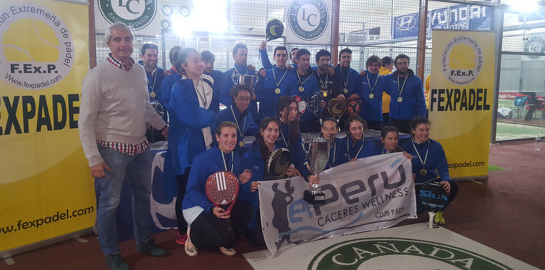 El Perú Cáceres Wellnes es campeón de Extremadura de pádel por equipos