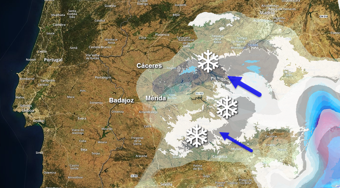 ¿Dónde podría nevar en Extremadura finalmente durante las próximas horas?