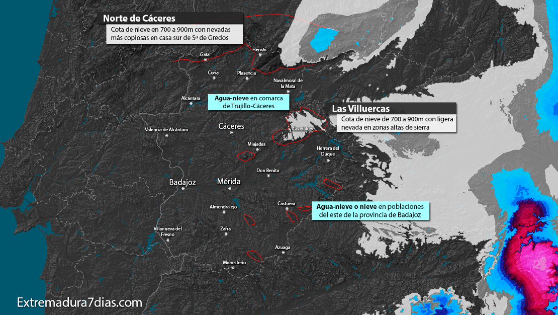 La nieve podría volver esta noche a algunas zonas de Extremadura ¿Donde?