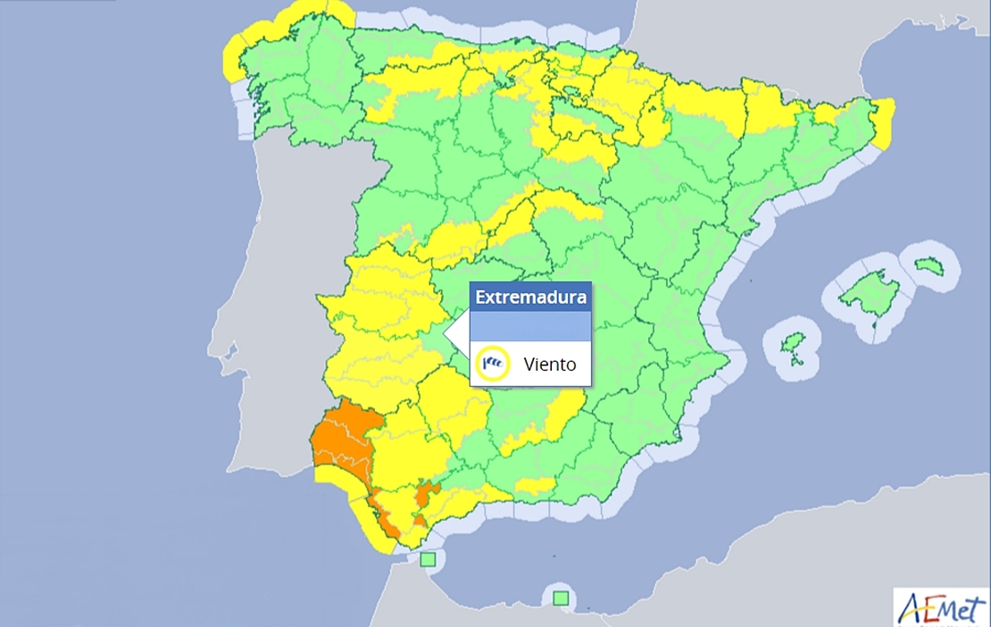 Activadas las alertas por viento para domingo y lunes en Extremadura