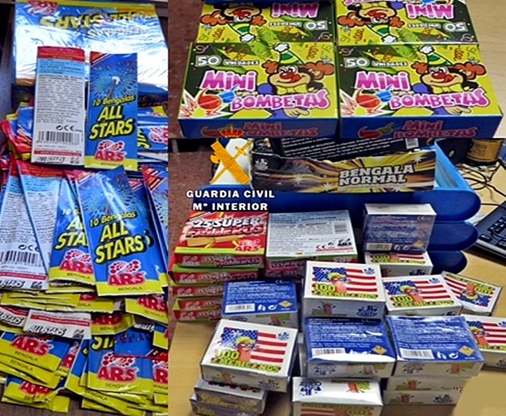 Retirados 16.000 artículos pirotécnicos ilegales de seis establecimientos