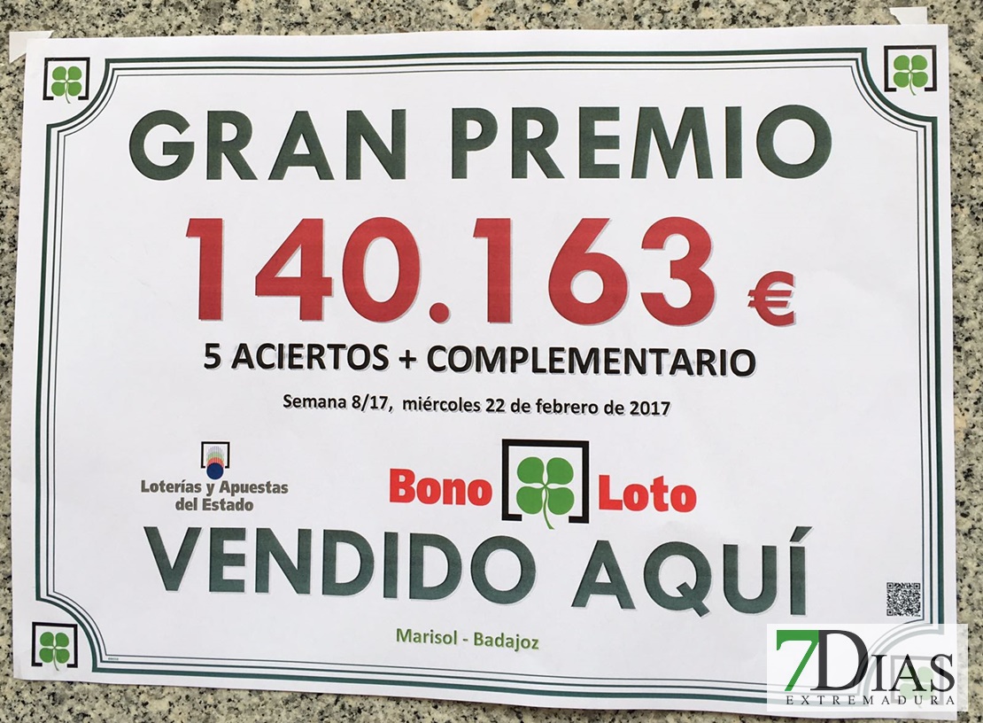 La Bonoloto deja más de 140.000 euros en Badajoz