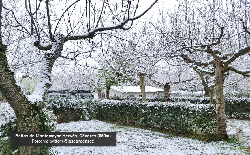 La nieve visita Extremadura a cotas bajas