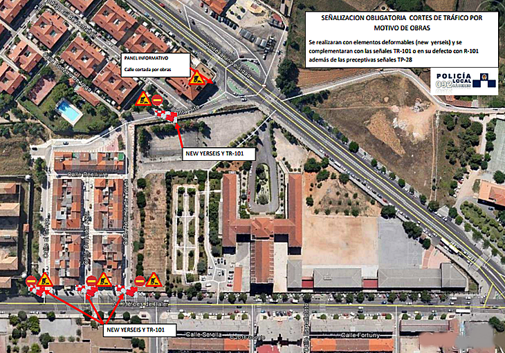 Varias calles de Cáceres serán cortadas al tráfico hoy y mañana