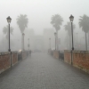 Badajoz amanece bajo la niebla