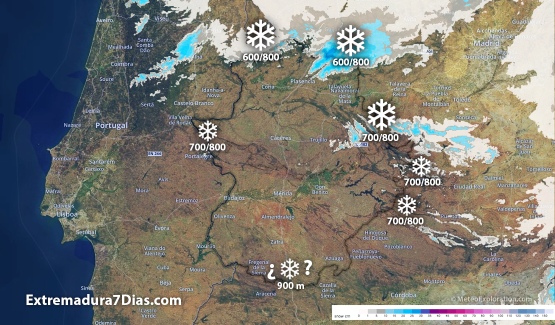 ¿Dónde podría nevar en Extremadura durante las próximas horas?