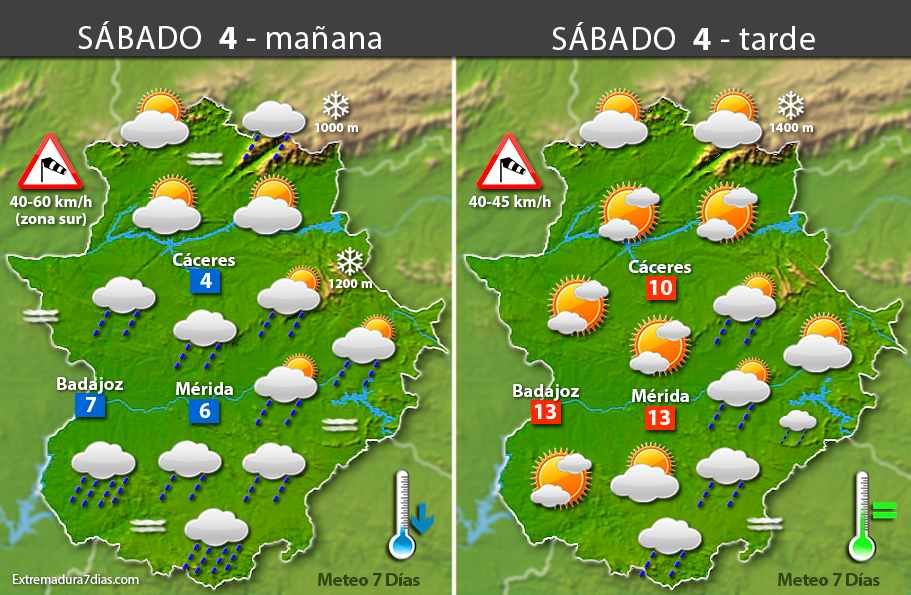 Previsión meteorológica en Extremadura. Días 3, 4 y 5 de marzo