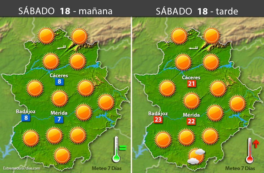 Previsión meteorológica en Extremadura. Días 17, 18 y 19 de marzo