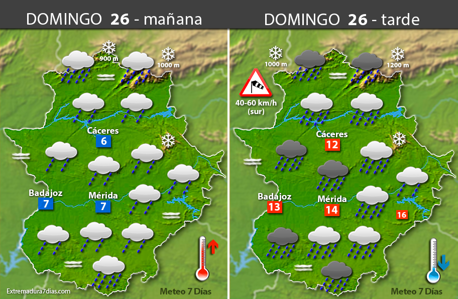 Previsión meteorológica en Extremadura. Días 25, 26 y 27 de marzo