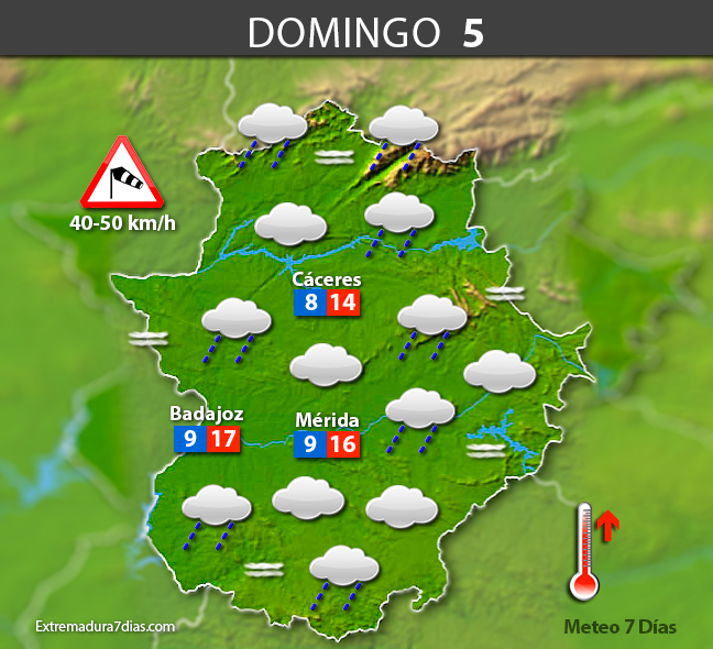 Previsión meteorológica en Extremadura. Días 3, 4 y 5 de marzo