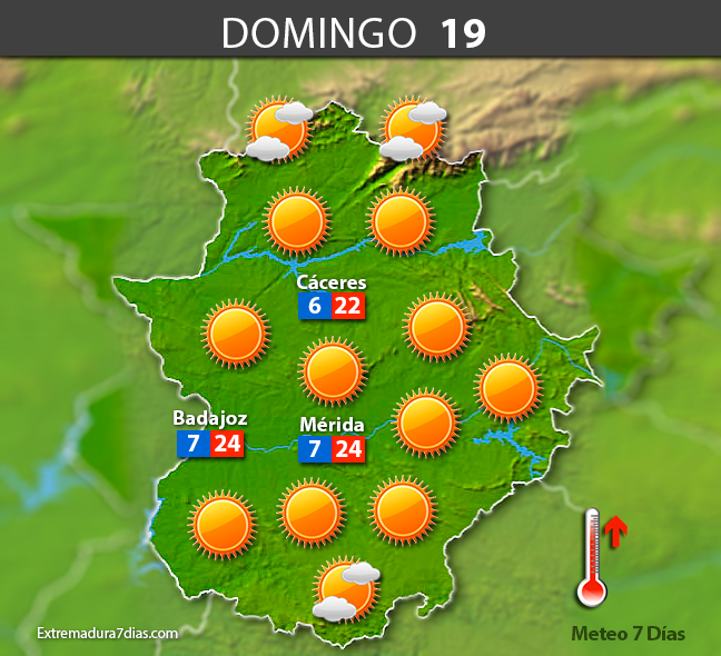 Previsión meteorológica en Extremadura. Días 17, 18 y 19 de marzo