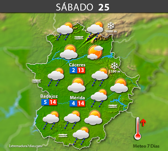 Previsión meteorológica en Extremadura. Días 23, 24 y 25 de marzo