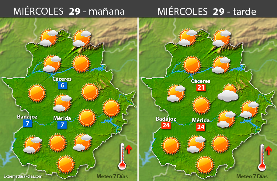 Previsión meteorológica en Extremadura. Días 29, 30 y 31 de marzo