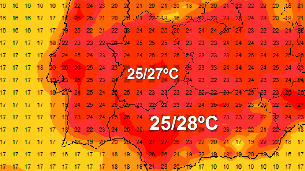 Temperaturas de más de 25/27ºC los próximos días en Extremadura