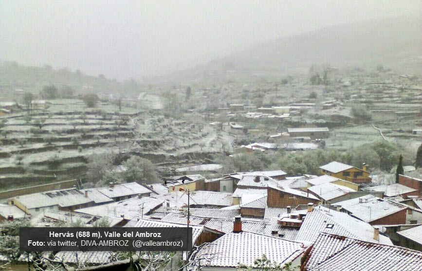 La nieve visita Extremadura a cotas bajas