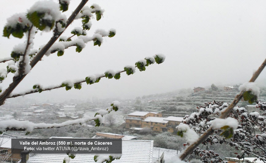 La nieve visita Extremadura a cotas bajas